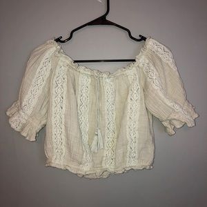 Mint green off the shoulder top